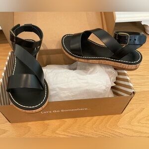 🖤Kai Black Leather&Cork Sandals 👡